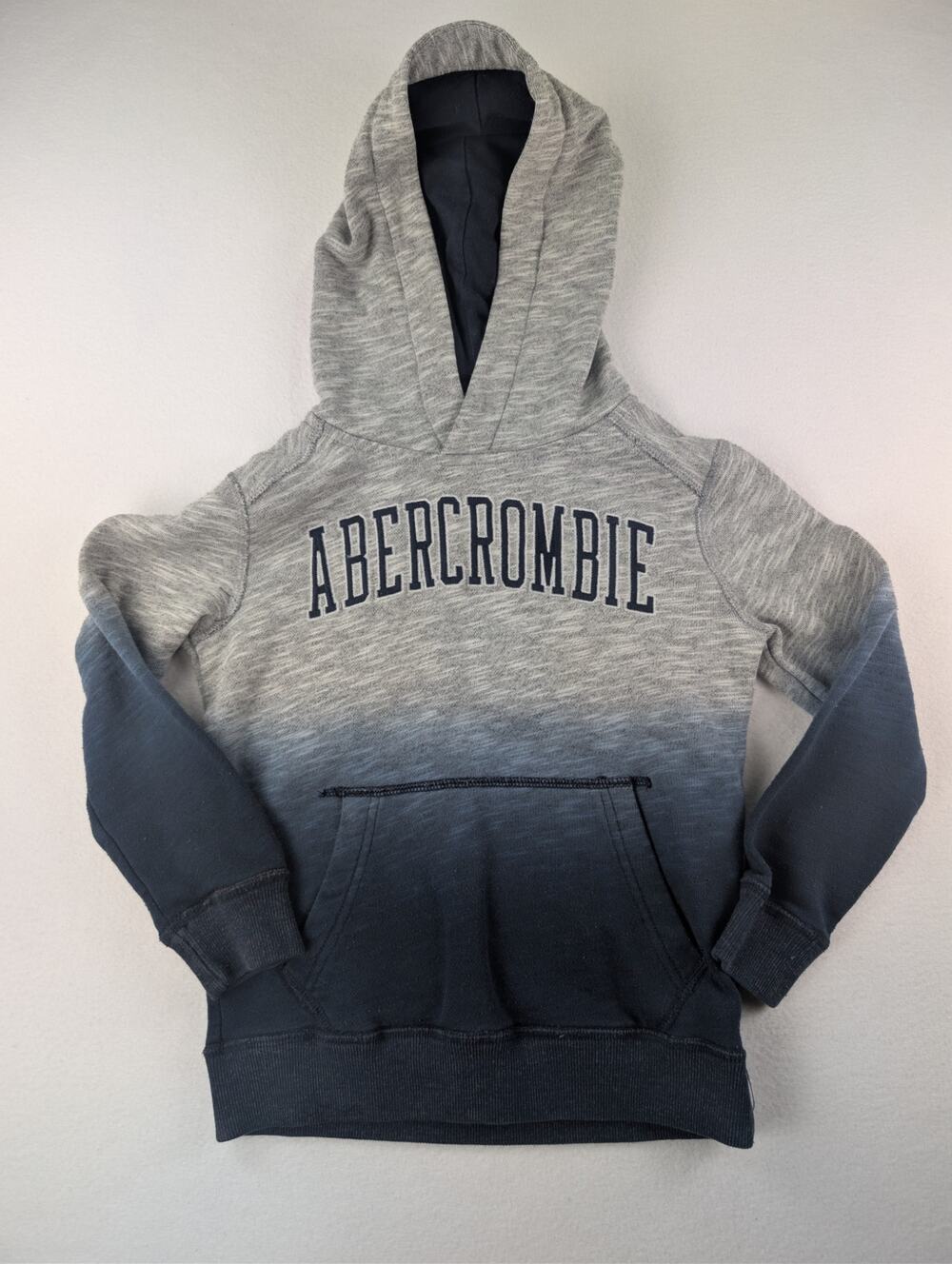 Abercrombie Kids Boys 5/6 Gray Navy Ombre Logo Pullover Hoodie